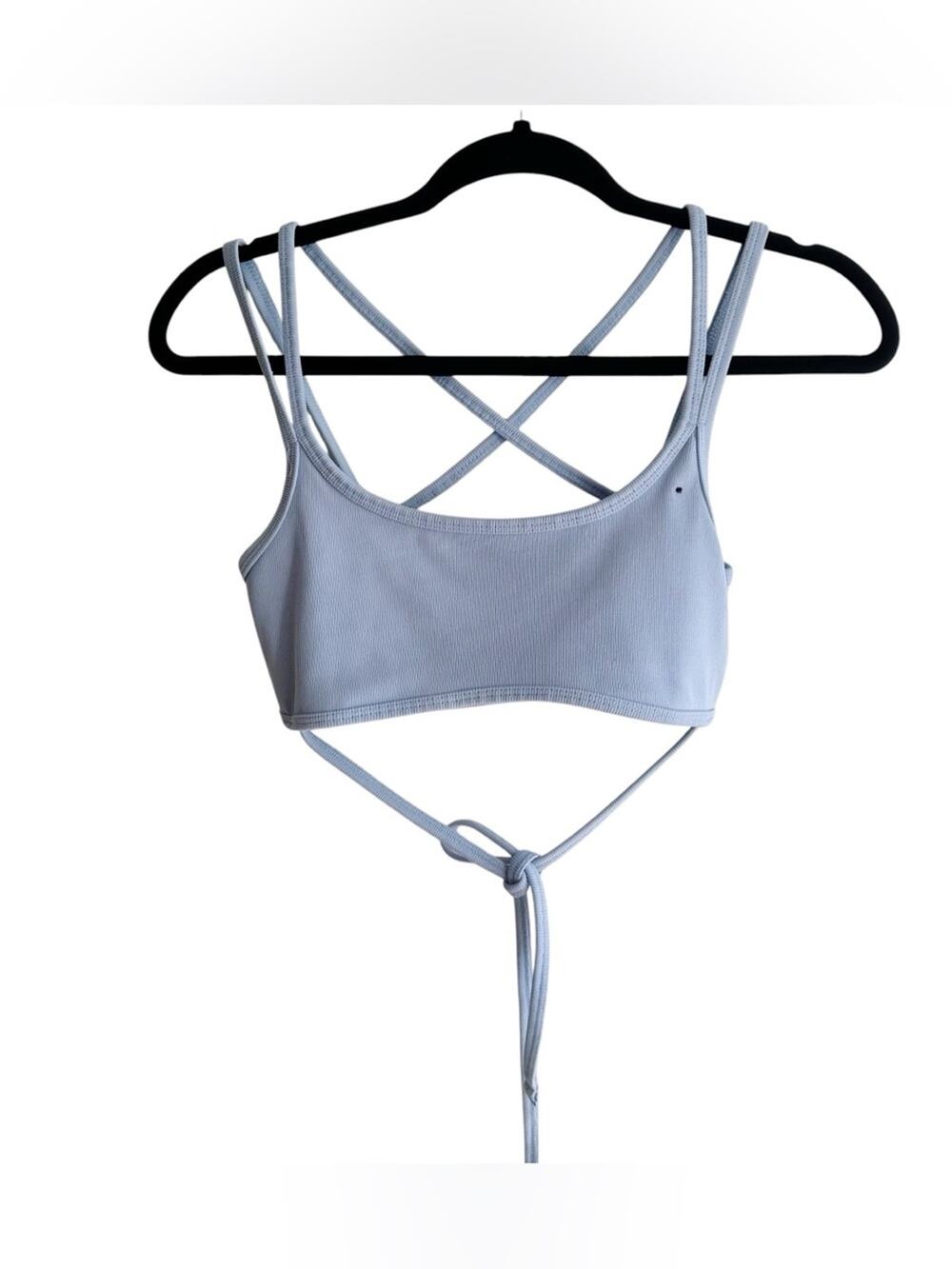 Cotton On Body Ribbed Wrap Waist Cropped Active Top Baby Blue Medium